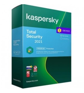 Antivirus Kaspersky Total Security 2021, 1 Dispozitiv, 1 An, Licenta noua, Retail