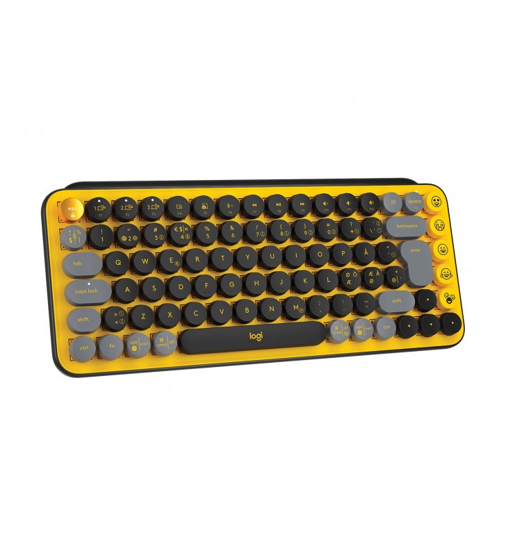 Logitech POP Keys Wireless Mechanical Keyboard With Emoji Keys tastaturi RF Wireless + Bluetooth QWERTY Nordic Negru, Gri,
