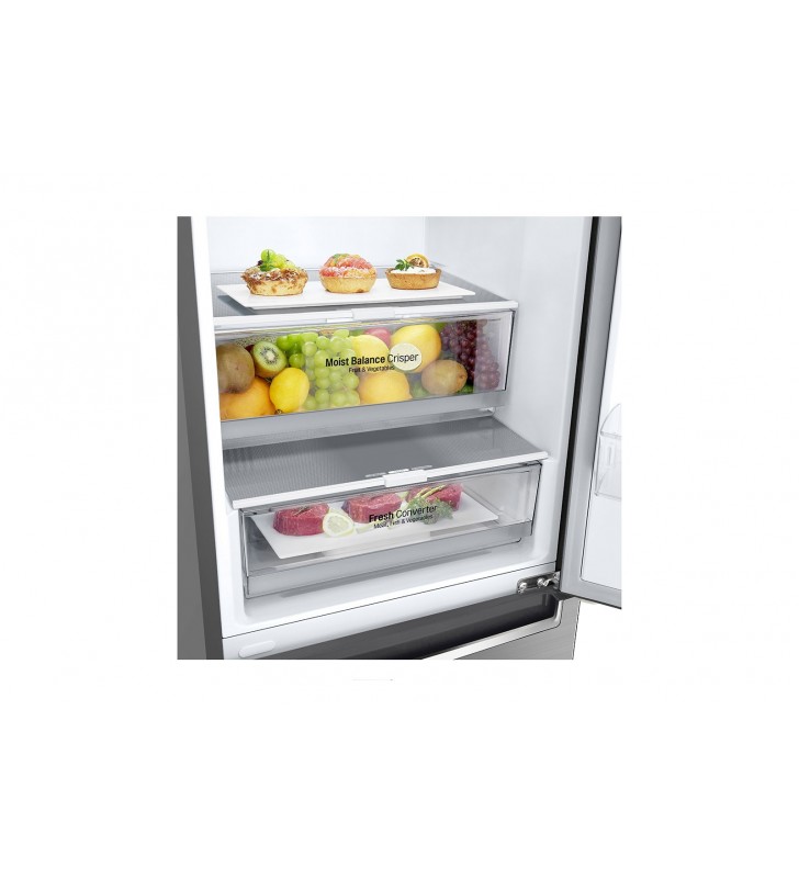 LG GBB61PZGFN combină frigorifică De sine stătător 341 L D Din oţel inoxidabil