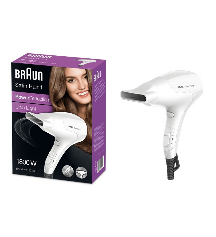 Braun Satin Hair 1 PowerPerfection HD180 1800 W Alb