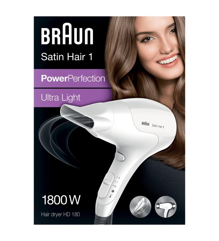 Braun Satin Hair 1 PowerPerfection HD180 1800 W Alb