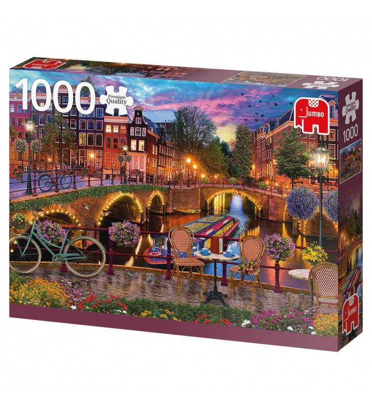 Premium Collection Amsterdam Canals 1000 pcs Puzzle (cu imagine) fierăstrău 1000 buc. Peisaj