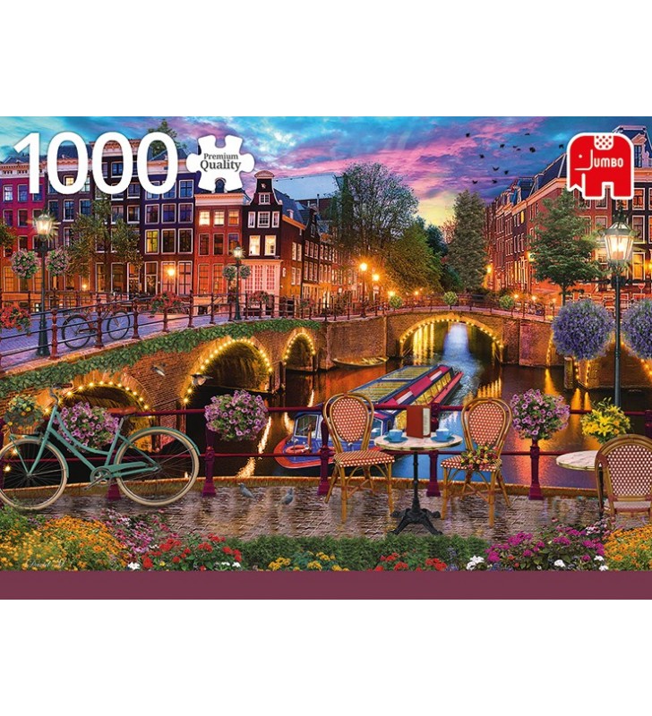 Premium Collection Amsterdam Canals 1000 pcs Puzzle (cu imagine) fierăstrău 1000 buc. Peisaj