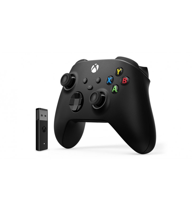 Microsoft Xbox Wireless Controller + Wireless Adapter for Windows 10 Negru Gamepad PC-ul, Xbox One, Xbox One S, Xbox One X,