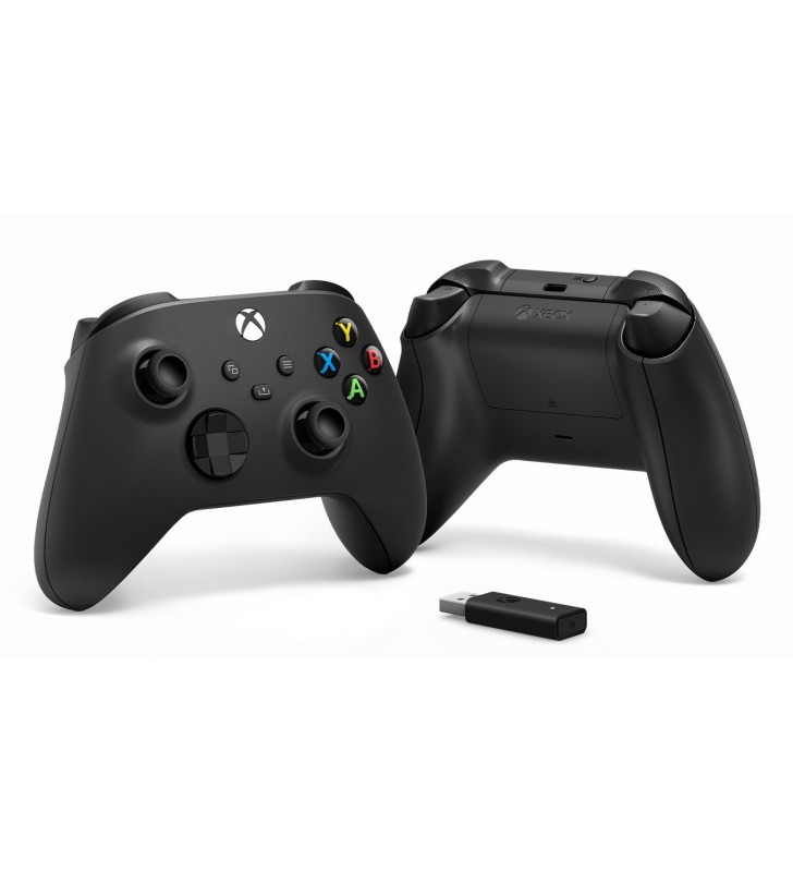 Microsoft Xbox Wireless Controller + Wireless Adapter for Windows 10 Negru Gamepad PC-ul, Xbox One, Xbox One S, Xbox One X,