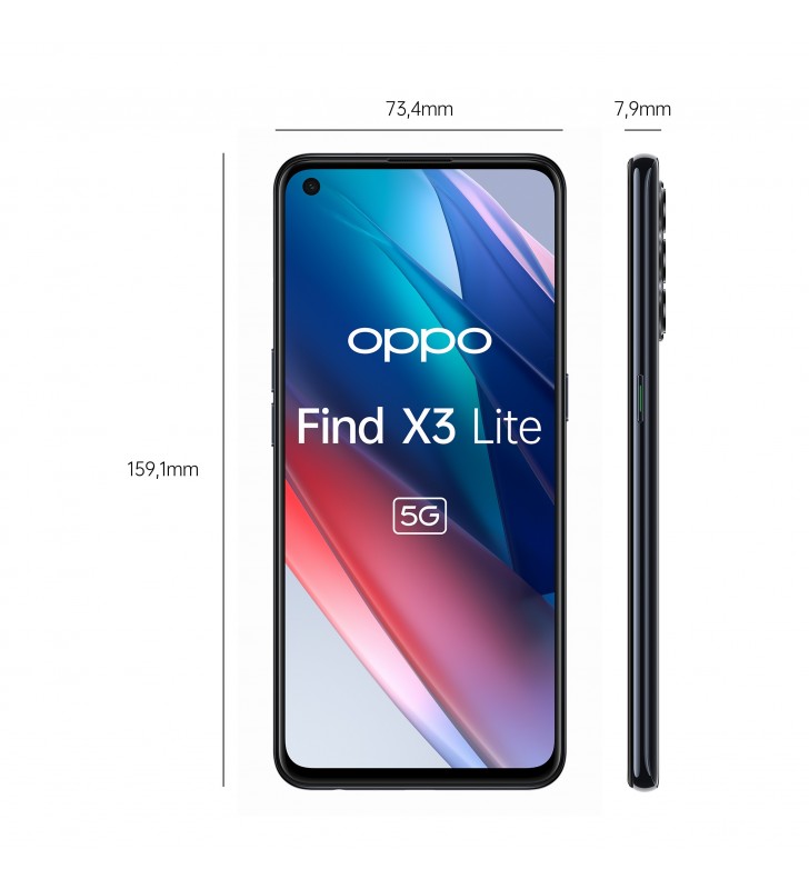 OPPO Find X3 Lite 16,3 cm (6.43") Dual SIM ColorOS 11.1 5G USB tip-C 8 Giga Bites 128 Giga Bites 4300 mAh Negru