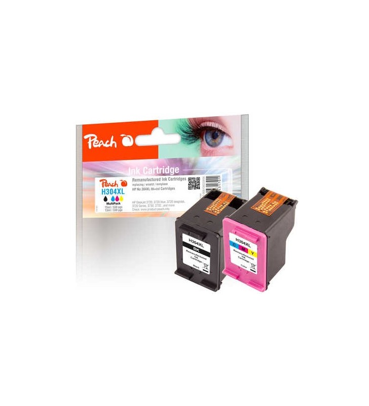 Peach PI300-808 cartușe cu cerneală 2 buc. Productivitate Înaltă (XL) Negru, Cyan, Magenta, Galben