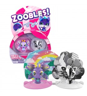 Zoobles Rainbow Butterfly and Black and White Fox 2-Pack Transforming