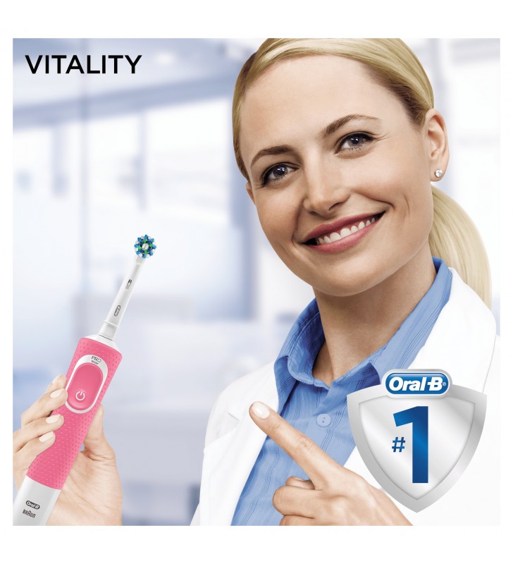 Oral-B Vitality 100 Hangable Box Adult Periuță de dinți rotativă-oscilantă Alb, Roz