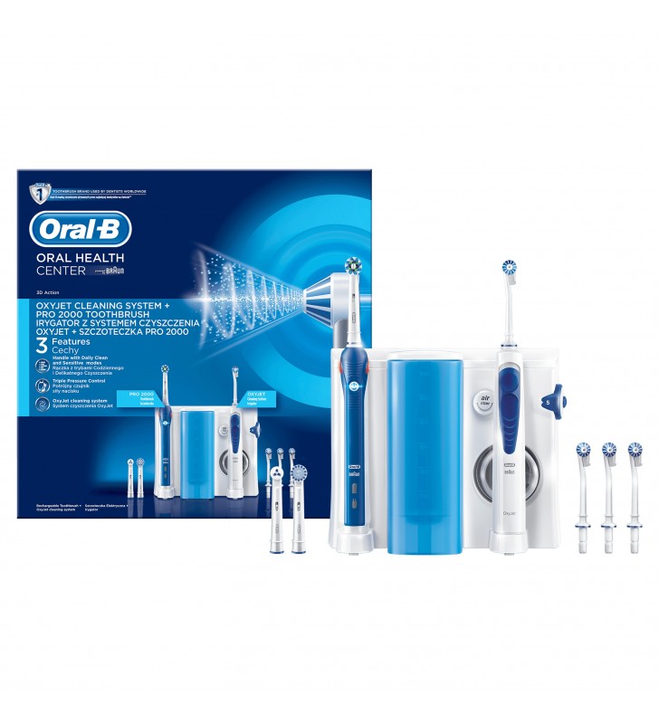 Oral-B PRO 2000 + Oxyjet Adult Periuță de dinți rotativă-oscilantă Albastru, Alb