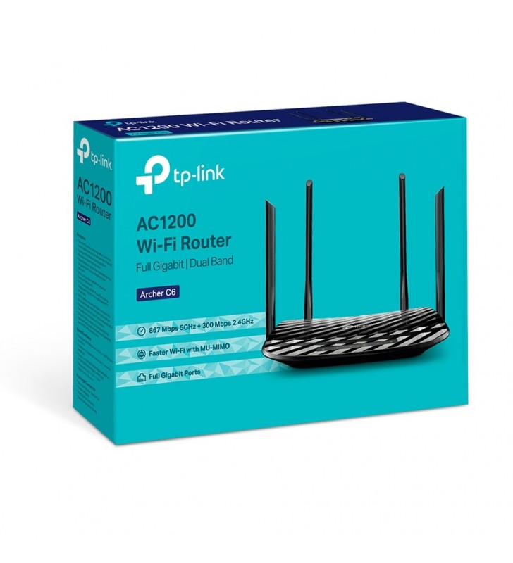 TP-LINK Archer C6 router wireless Fast Ethernet Bandă dublă (2.4 GHz/ 5 GHz) 4G Alb