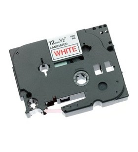 Brother Gloss Laminated Labelling Tape - 12mm, Red/White benzi pentru etichete TZ