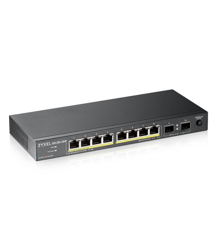 Zyxel GS1100-10HP v2 Fara management Gigabit Ethernet (10/100/1000) Power over Ethernet (PoE) Suport Negru