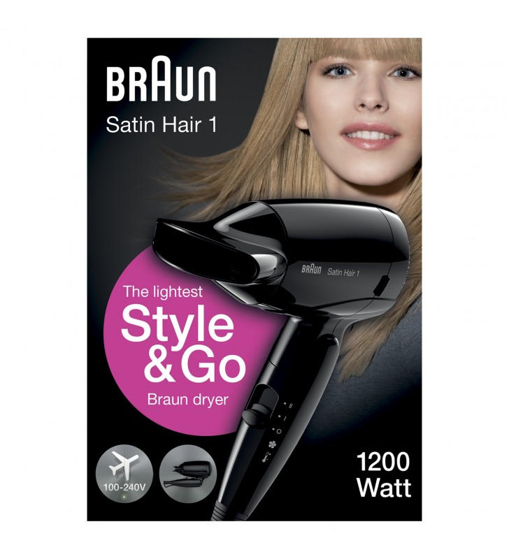 Braun Satin-Hair 1 HD 130 1200 W Negru