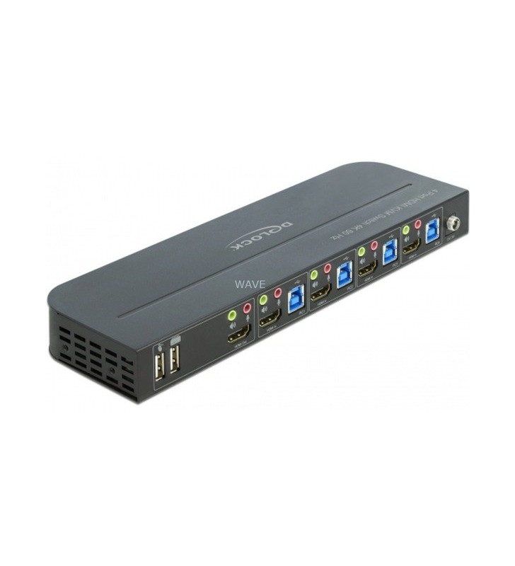 Comutator KVM HDMI DeLOCK  4K 60 Hz cu USB 3.0 și audio, comutator KVM
