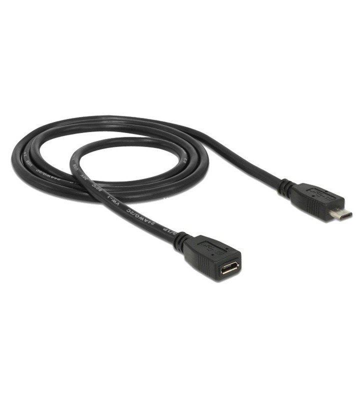 Extensie DeLOCK  USB 2.0 Micro-B mufă - priză, cablu prelungitor