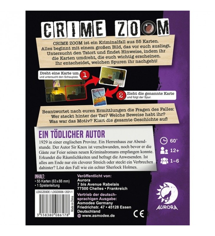 Asmodee Crime Zoom Fall 3: A Deadly Author Card Game