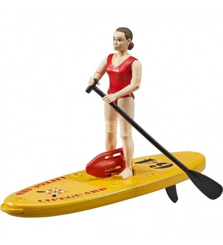 Bruder bworld  Life Guard cu Stand Up Paddle, figurină