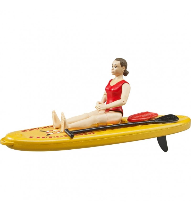 Bruder bworld  Life Guard cu Stand Up Paddle, figurină