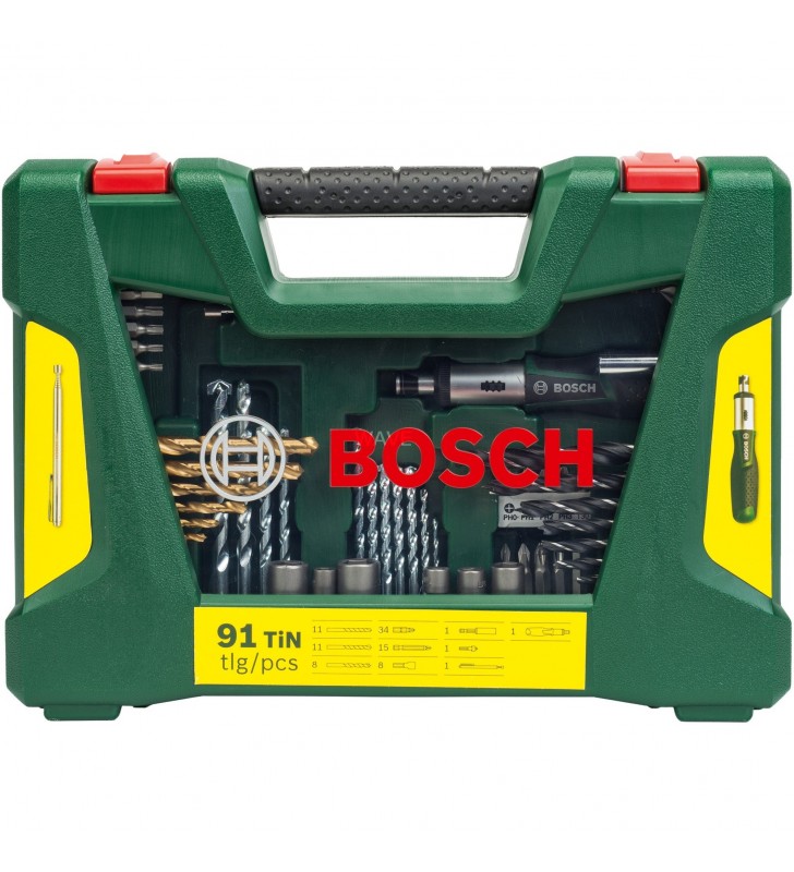 Set de burghie / burghie Bosch  V-Line TIN, 91 de bucăți, set de burghie și burghie
