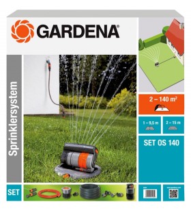 Set Complet GARDENA  cu Sprinkler Pop-Up Square OS 140, sistem de stropire