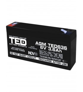 Acumulator stationar 6V 3,6Ah F1 AGM VRLA TED Electric TED636