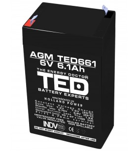Acumulator stationar 6V 6,1Ah F1 AGM VRLA TED Electric TED661