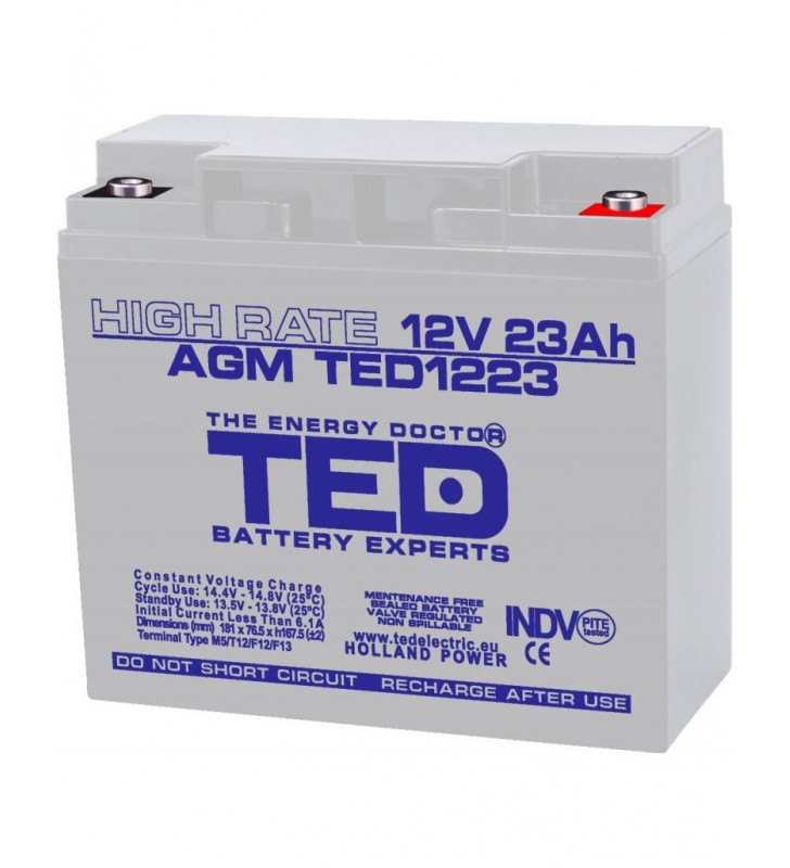 Acumulator stationar 12V 23Ah High Rate M5 AGM VRLA TED Electric TED1223