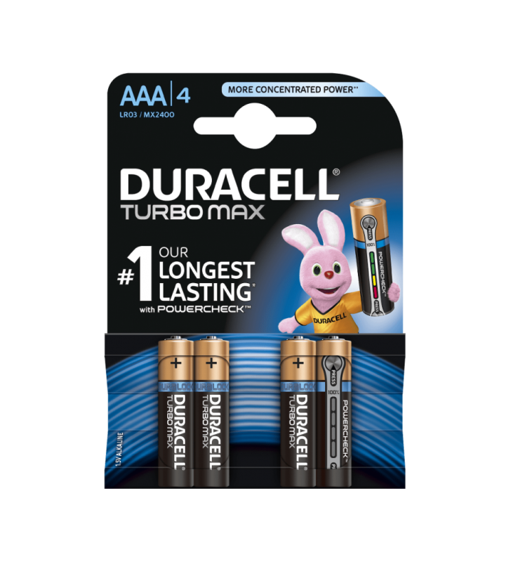 Baterie Duracell Turbo Max AAA R3 1,5V alcalina set 4 buc.