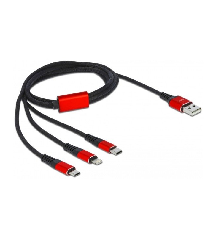 Cablu de încărcare USB DeLOCK  3-în-1 USB-A - Lightning + 2x USB C