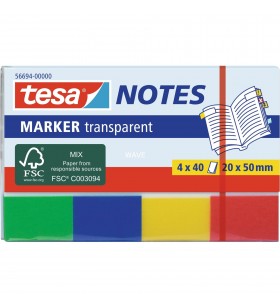 tesa  Marker Notes transparent, 4 x 40 coli, autocolante
