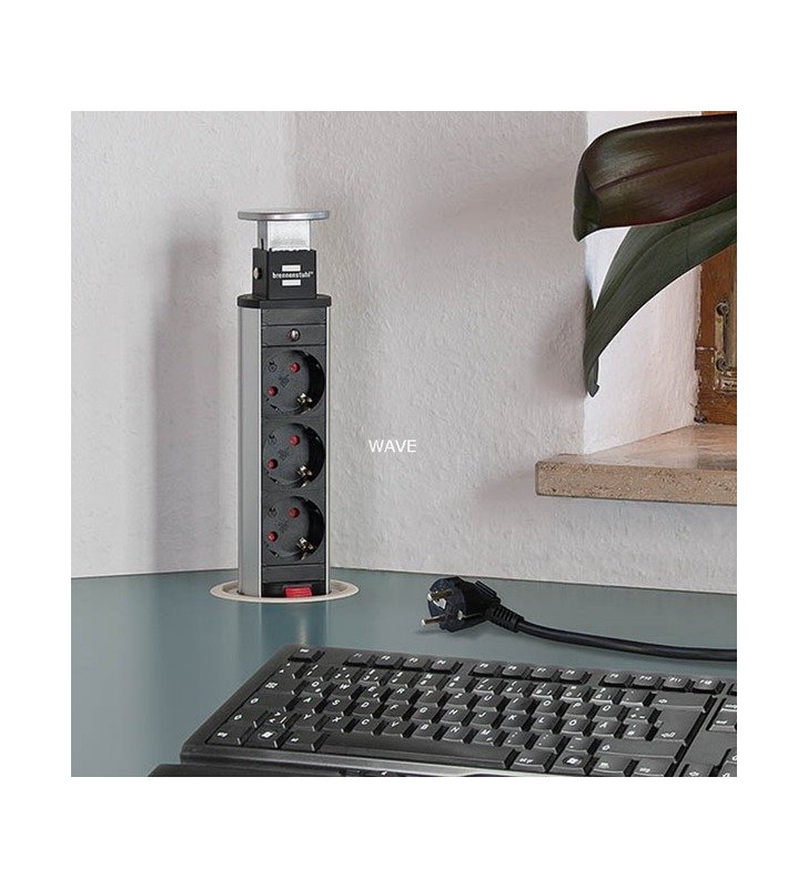 Brennenstuhl  Tower Power încărcător USB, priză cu 3 căi, bandă de priză