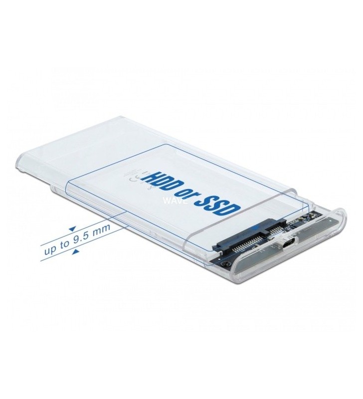 Carcasă externă DeLOCK  pentru HDD / SSD SATA de 2,5" cu SuperSpeed ​​​​​​USB 10 Gbps (USB 3.1 Gen 2), carcasă pentru unități