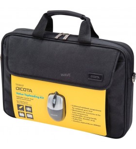 DICOTA  Value Toploading Kit cu mouse cu fir, geanta pentru notebook