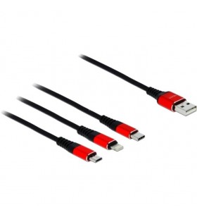 Cablu de încărcare USB DeLOCK  3-în-1 USB-A - Lightning + Micro USB-B + USB C