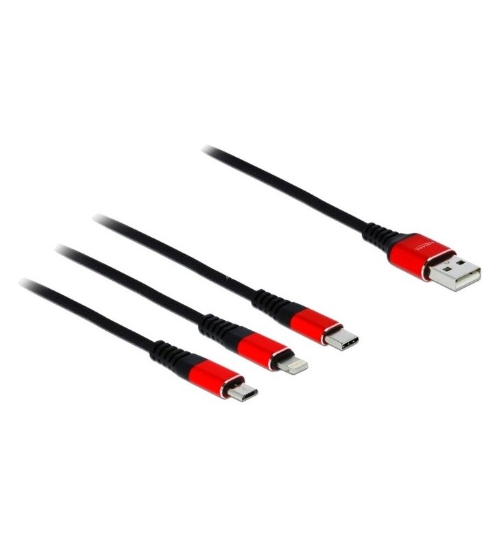 Cablu de încărcare USB DeLOCK  3-în-1 USB-A - Lightning + Micro USB-B + USB C