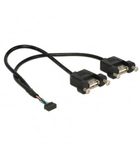 Cablu DeLOCK  USB 2.0 pini header 2mm 10pin - 2x USB A 2.0 mufa, pentru instalare