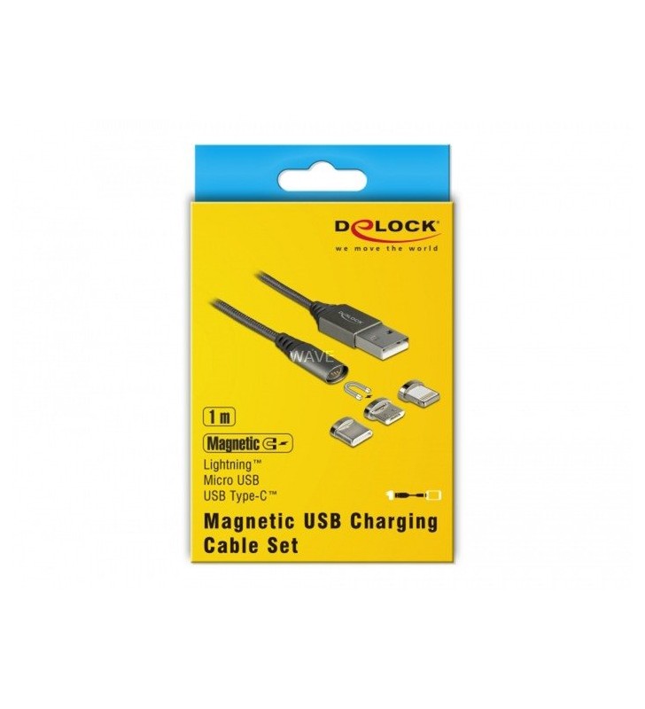 Set cablu de încărcare USB magnetic DeLOCK  pentru Lightning / Micro USB / USB-C