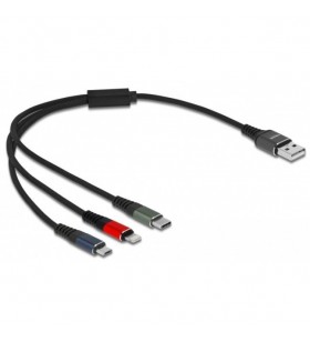 Cablu de încărcare USB DeLOCK  3-în-1 USB-A - Lightning + Micro USB + USB-C