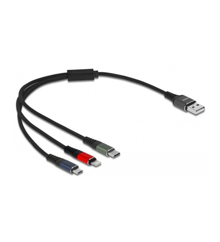 Cablu de încărcare USB DeLOCK  3-în-1 USB-A - Lightning + Micro USB + USB-C