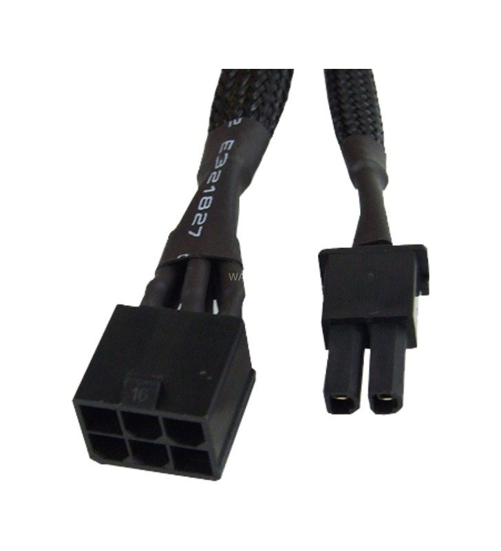 Adaptor de alimentare Phobya  PCI-E cu 6 pini la 6+2 pini (negru, 30 cm)