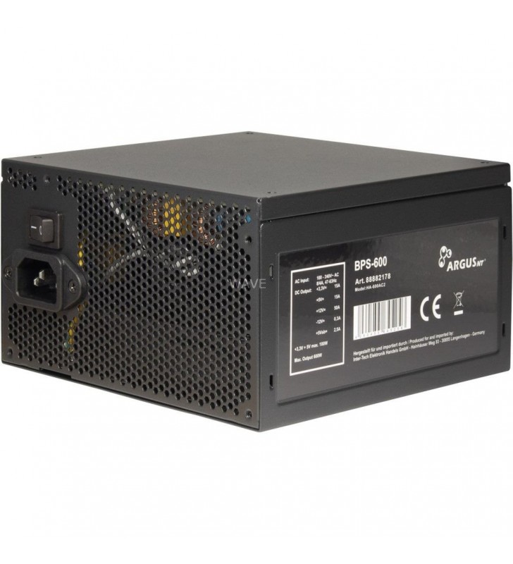 Inter-Tech  Argus BPS-600 600W, sursa PC (negru, 4x PCIe, 600 wați)