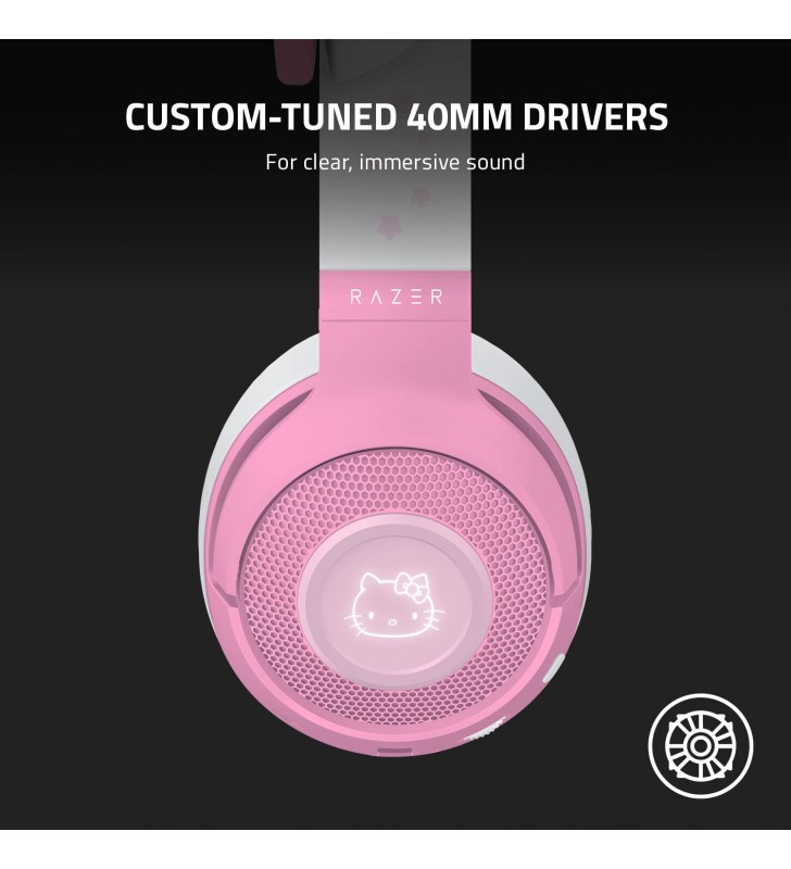 Razer Kraken BT Headset: Bluetooth 5.0-40ms Low Latency Connection - Custom-Tuned 40mm Drivers - Beamforming Microphone - Powered by Razer Chroma - Hello Kitty & Friends Edition