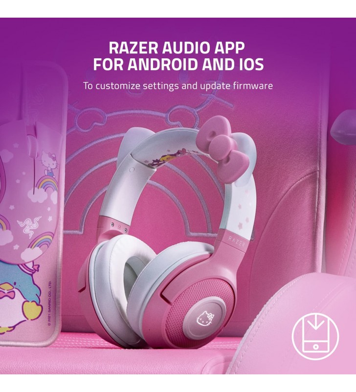 Razer Kraken BT Headset: Bluetooth 5.0-40ms Low Latency Connection - Custom-Tuned 40mm Drivers - Beamforming Microphone - Powered by Razer Chroma - Hello Kitty & Friends Edition