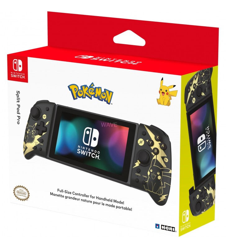 HORI  Split Pad Pro (Pokémon: Pikachu Black & Gold), Gamepad (aur negru)