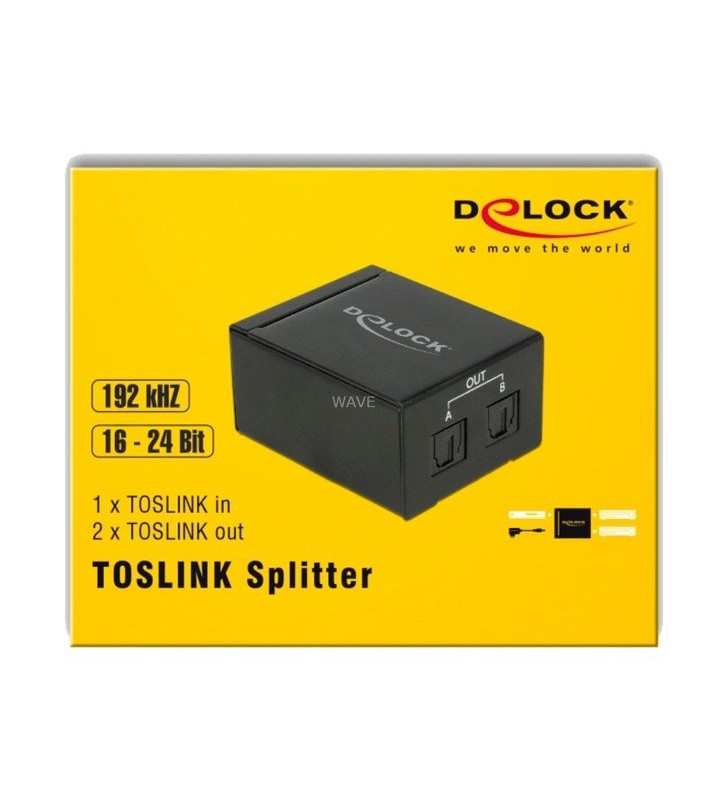 Splitter DeLOCK  1x intrare TOSLINK - 2x ieșire TOSLINK, splitter și switch (negru)