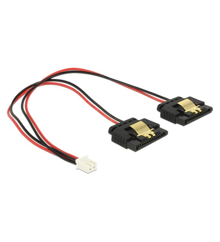 Soclu DeLOCK cu 2 pini  - 2x priză SATA cu 15 pini, cablu Y (negru/rosu, 20 cm)