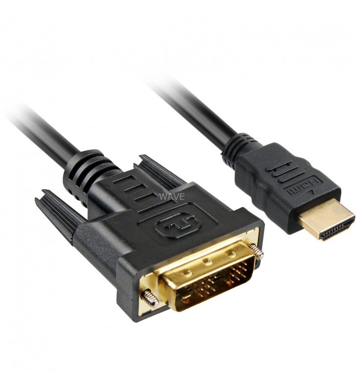 Cablu adaptor Sharkoon  HDMI - DVI (negru, 5 metri, o singură legătură, 18+1)