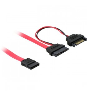 Cablu adaptor DeLOCK  Slim SATA 13 pini - 7 pini + 15 pini (rosu, 50 cm)