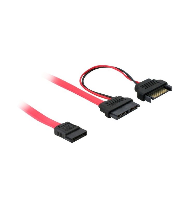Cablu adaptor DeLOCK  Slim SATA 13 pini - 7 pini + 15 pini (rosu, 50 cm)